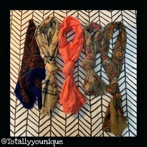 Lot of 5 Unique Scarves